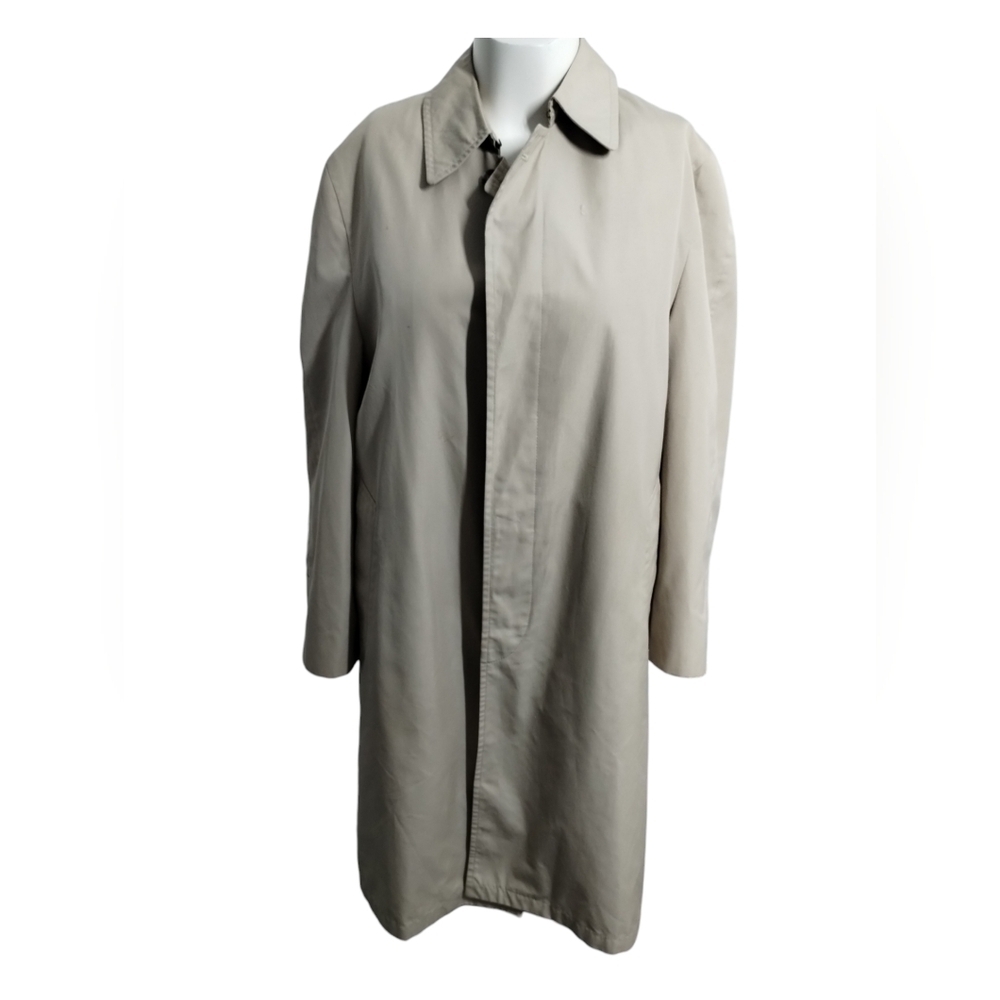 Jos.A.Bank Men's Beige Long Wool Lined Trench Coat Grunge Professional Size 40R